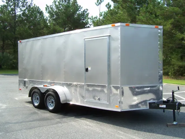16ft V Nose Cargo TA Trailer-Wrap Around Diamond Plating