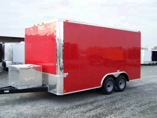 16ft TA Enclosed Red Flat Front with Ramp