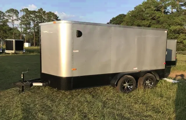 14FT SILVER CARGO TRAILER W/RAMP DOOR