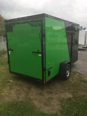 12FT CARGO TRAILER-GREEN BLACKOUT-FLAT FRONT