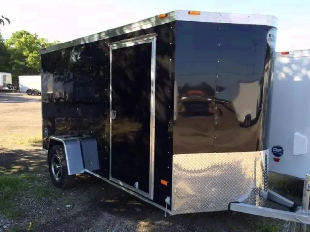 12ft Black V-Nose with Side Door