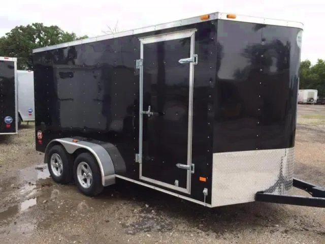 14ft Black Tandem Axle Cargo-Loaded