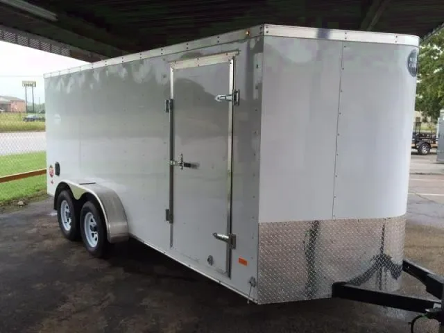 16ft White TA Cargo Trailer with Ramp