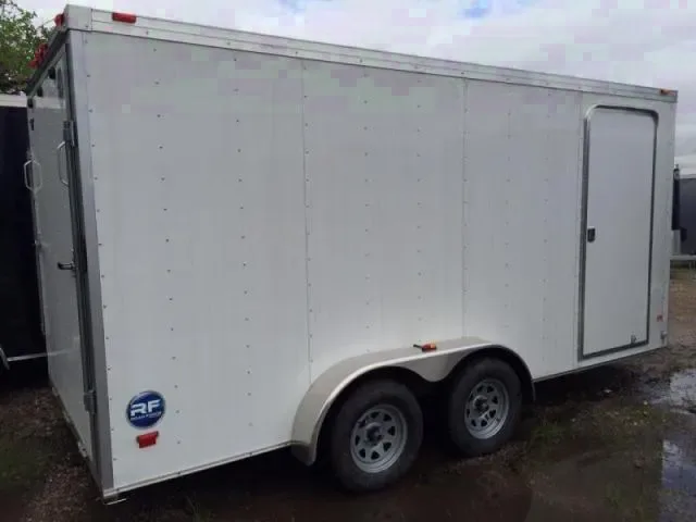 White 16ft V-Nose Cargo Trailer w/Ramp Door