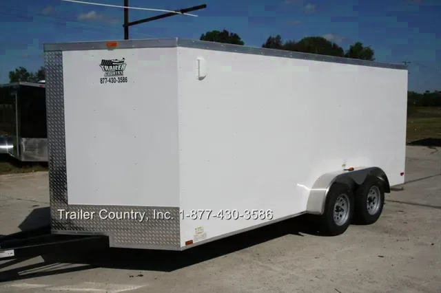 2026 Brand New 7 X 16 Tandem Axle, V-Nosed Enclosed Motorcycle Cargo Trailer