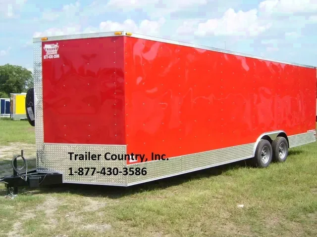 2026 Brand New 8.5x24 Tandem Axle, V-Nosed Enclosed Carhauler Trailer with 5200# Axles