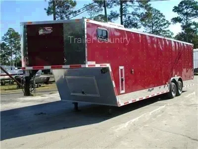 2026 Brand New 8.5 x 24 + 8' RISER Tandem Axle, V-Nosed Enclosed Gooseneck