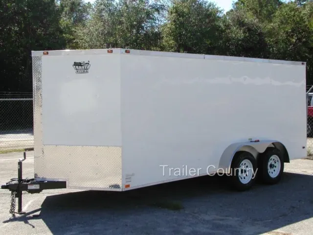 7x16 Cargo Enclosed V-Nose Trailer w/ Ramp Door
