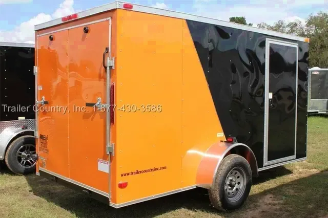 2026 Brand New 6 x 12 Motorcycle Cargo Trailer - Two Toned - Harley Davidson Colors