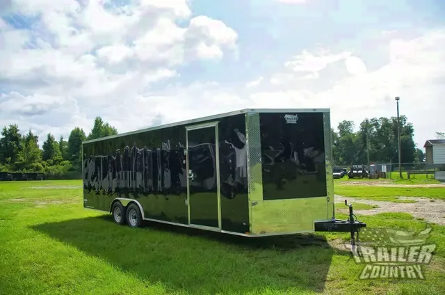2026 New Model 8.5x24 Tandem Axle, V-Nosed Enclosed Car Hauler Trailer w/5,200 Dexter Axles, Heavy Duty Frame and Your Choice of Color.