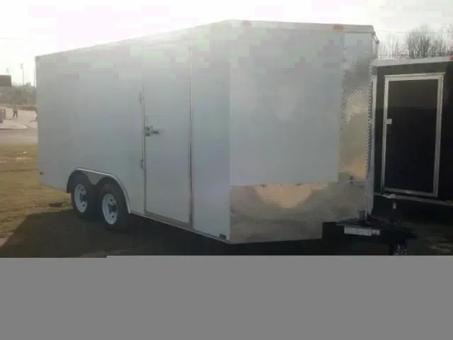 White 16FT Cargo V Nose Trailer