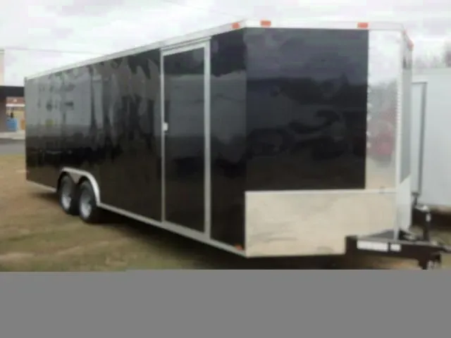 Black 24FT Cargo V Nose Car Hauler
