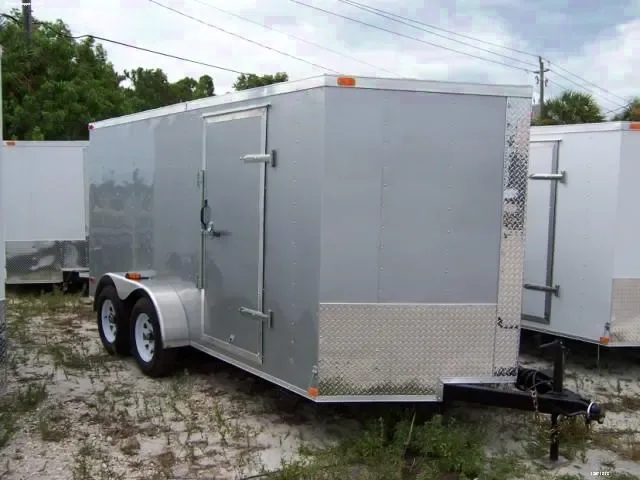 14ft Tandem Axle Cargo w/Rear Ramp-Silver