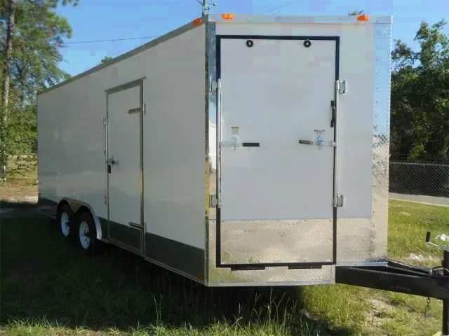 White 20ft Cargo Trailer w/V-Nose