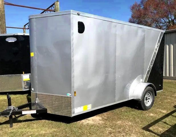Two Toned Silver/Black 10ft Cargo w/ Rear Ramp & Side Door