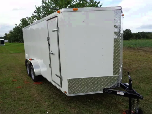 14ft White TA Cargo Trailer w/Ramp