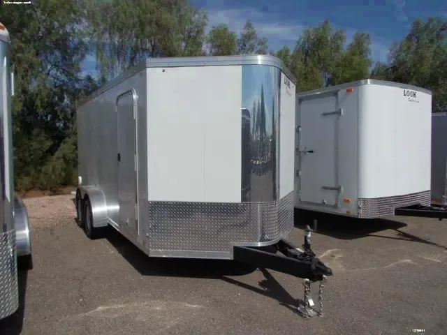 White16ft Tandem Axle Cargo w/ Rear Ramp & Side Door