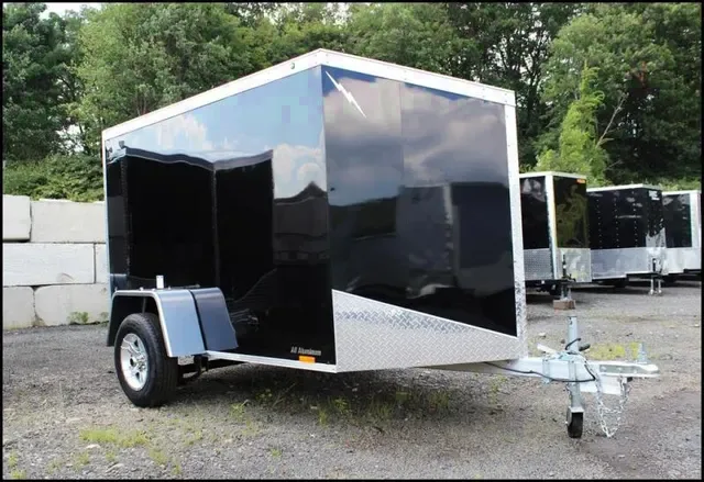 8ft Enclosed Cargo Trailer Black Wedge Front