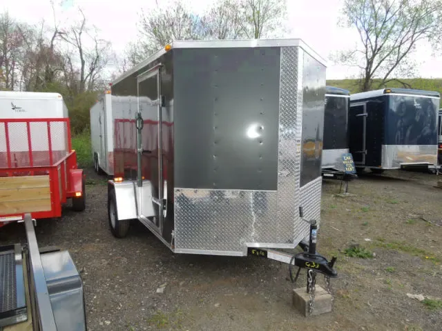 10ft Charcoal Cargo Trailer with V-Nose-Single Axle