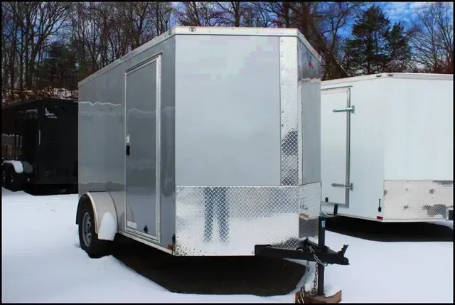 10ft Enclosed Cargo Trailer-Silver V-Nose