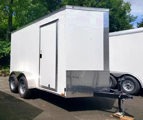 12ft V-nose White Enclosed Cargo Trailer