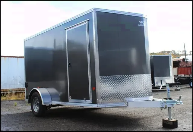 Black 12ft V-nose Enclosed Cargo Trailer with Ramp