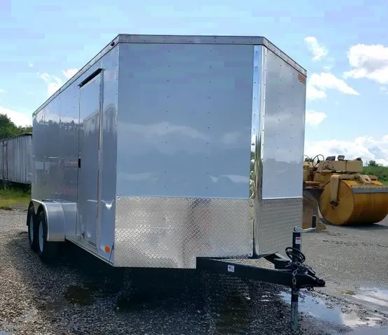 14ft Enclosed Cargo Trailer White w/V-nose