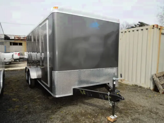 16ft Charcoal Gray Cargo Trailer w/ Double (barn) Doors