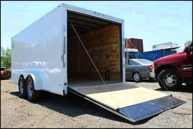 White 16ft Enclosed V-nose Cargo Trailer