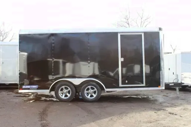 16ft Round Top Cargo Trailer with Rear Ramp Door w/ Wood Flap