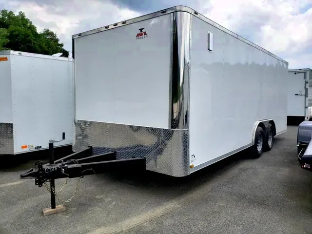 20ft White Flat Front TA Cargo/Auto Trailer