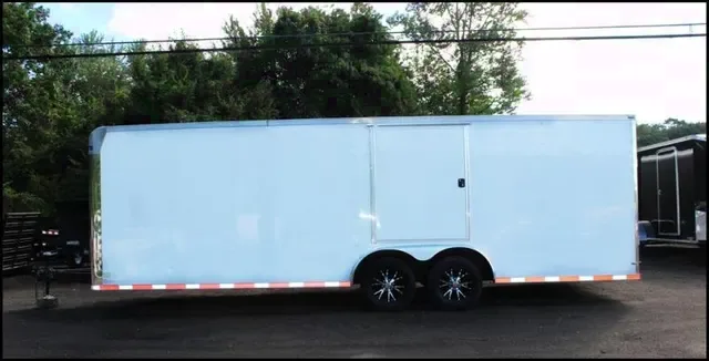 White 24ft Enclosed Car Hauler Trailer