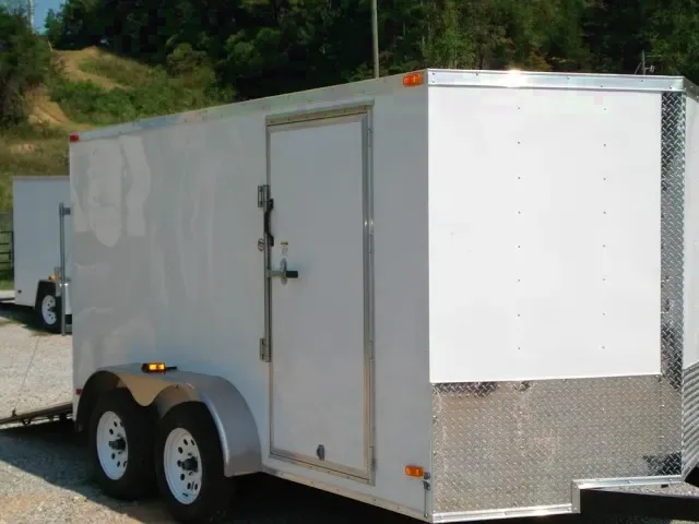 14ft Enclosed Cargo Trailer-White V-Nose