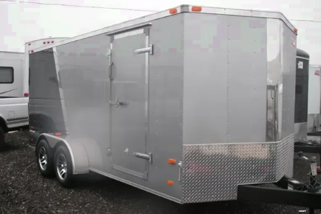 SILVER/BLACK TWO TONED 16FT CARGO TRAILER WITH V-NOSE