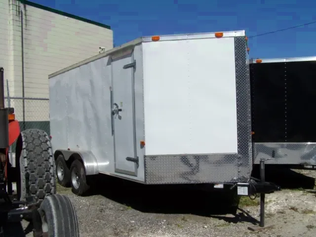 14FT WHITE V-NOSE ENCLOSED TRAILER