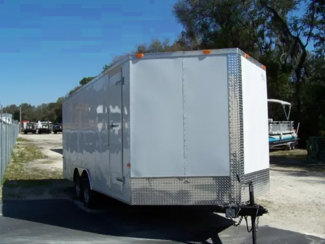 18FT White V-Nose Tandem Axle