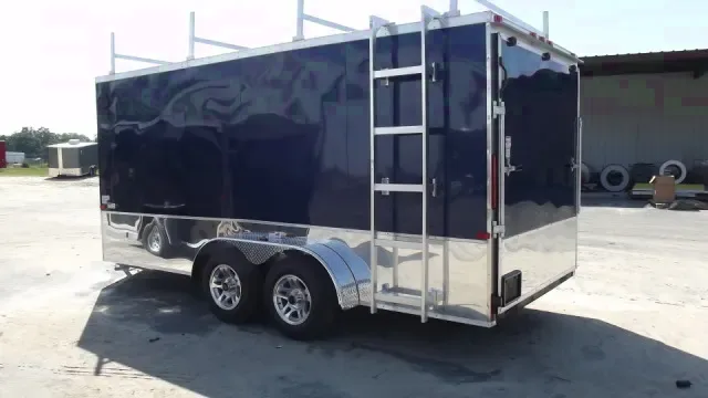 BLACK 16FT CONSTRUCTION TRAILER WITH V-NOSEV-Nose