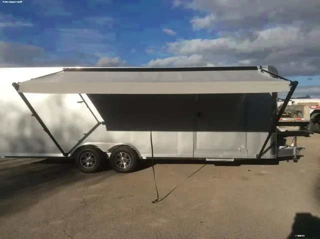 24FT ENCLOSED: AWNING, FINISHED INTERIOR AND LOWER AND UPPER CABINETS