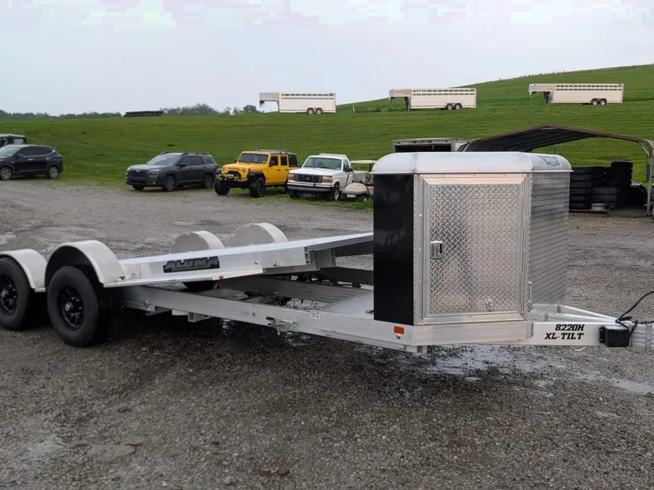 2027 Aluma 20' (20" Stationary + 20' Tilt) HD XL Executive Tilt Car Hauler w/ Cargo Box (SCRATCH & DENT PRICING!!!)
