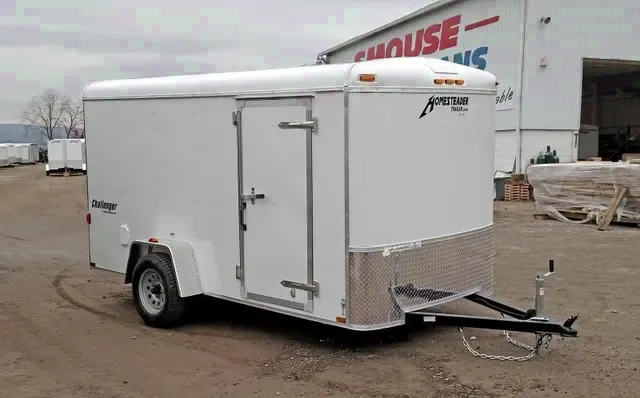 2025 Homesteader 6x12 Challenger Cargo Trailer - White, Rear Ramp