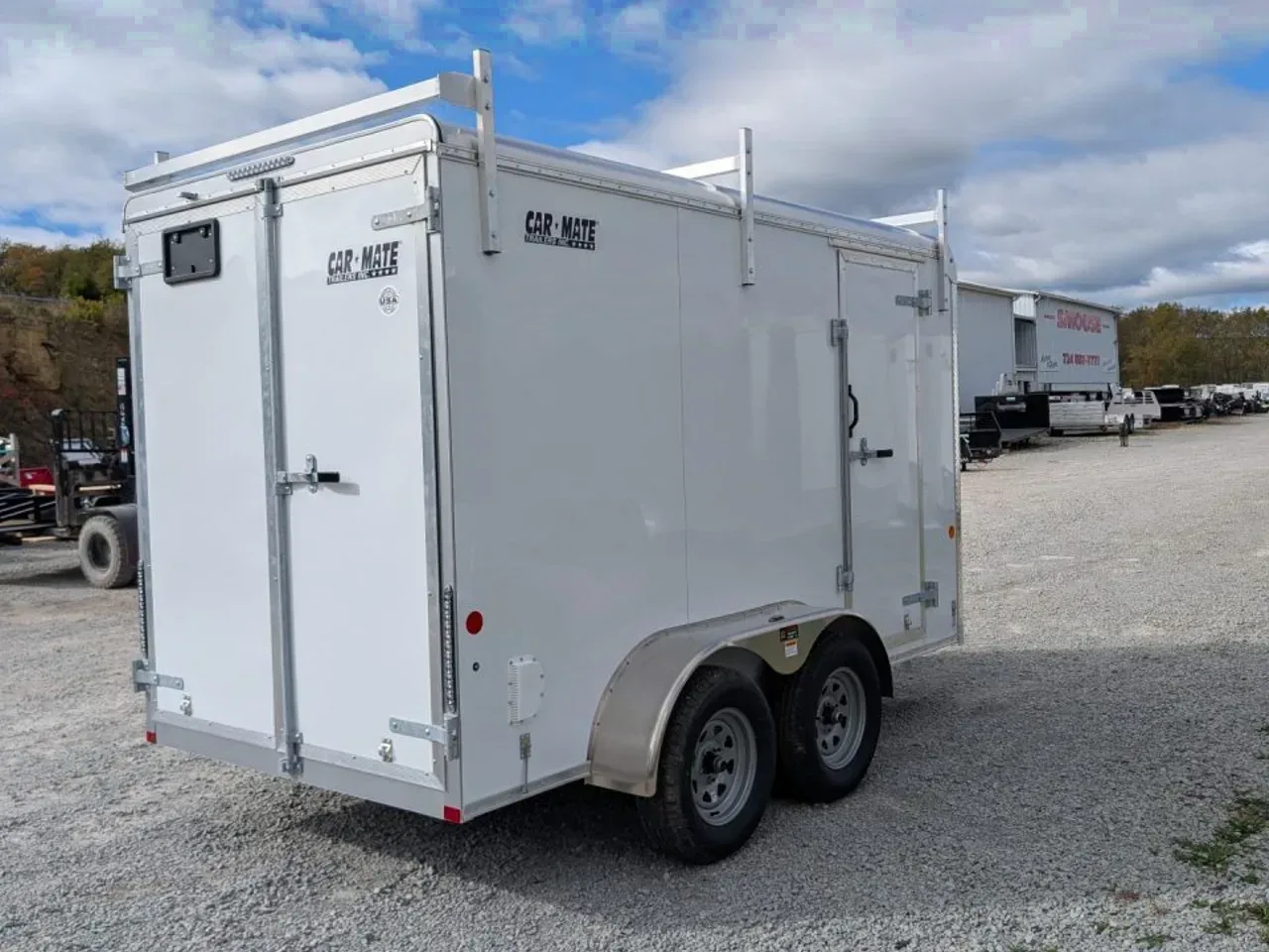 2026 Car Mate 6x12 Tandem Contractor Cargo Trailer w/ Barn Doors & Ladder Racks
