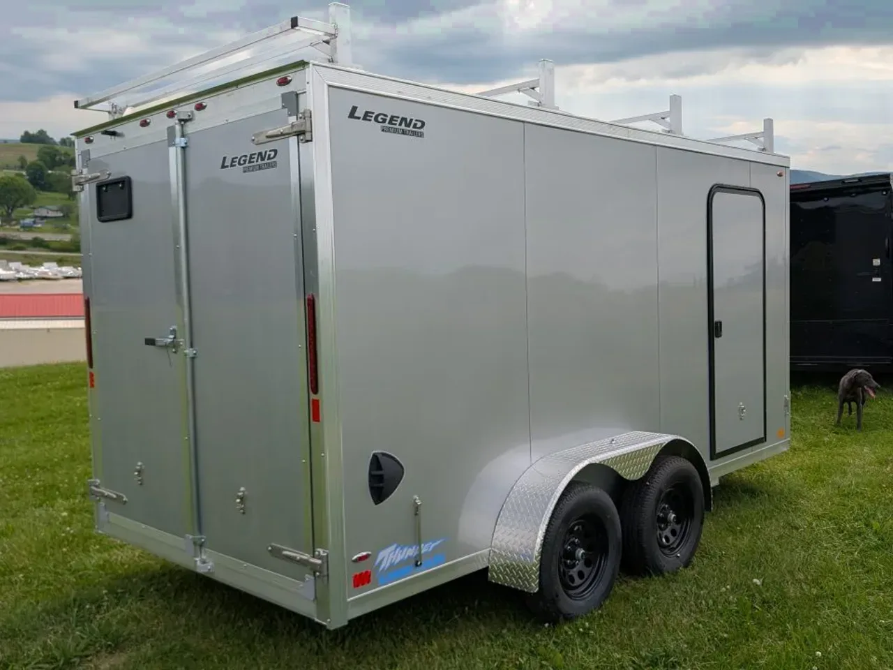 2026 Legend 7x14 + 2' V Thunder Aluminum Contractor Cargo Trailer w/ Barn Doors & Ladder Racks
