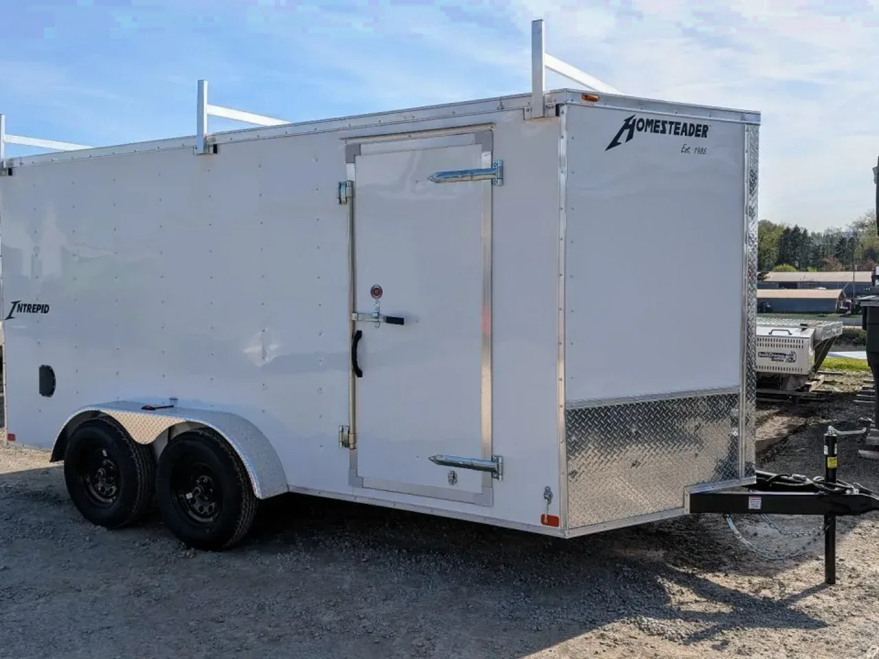 2027 Homesteader 7x16 Intrepid V-Nose Contractor Cargo Trailer w/ Barn Doors & Ladder Racks