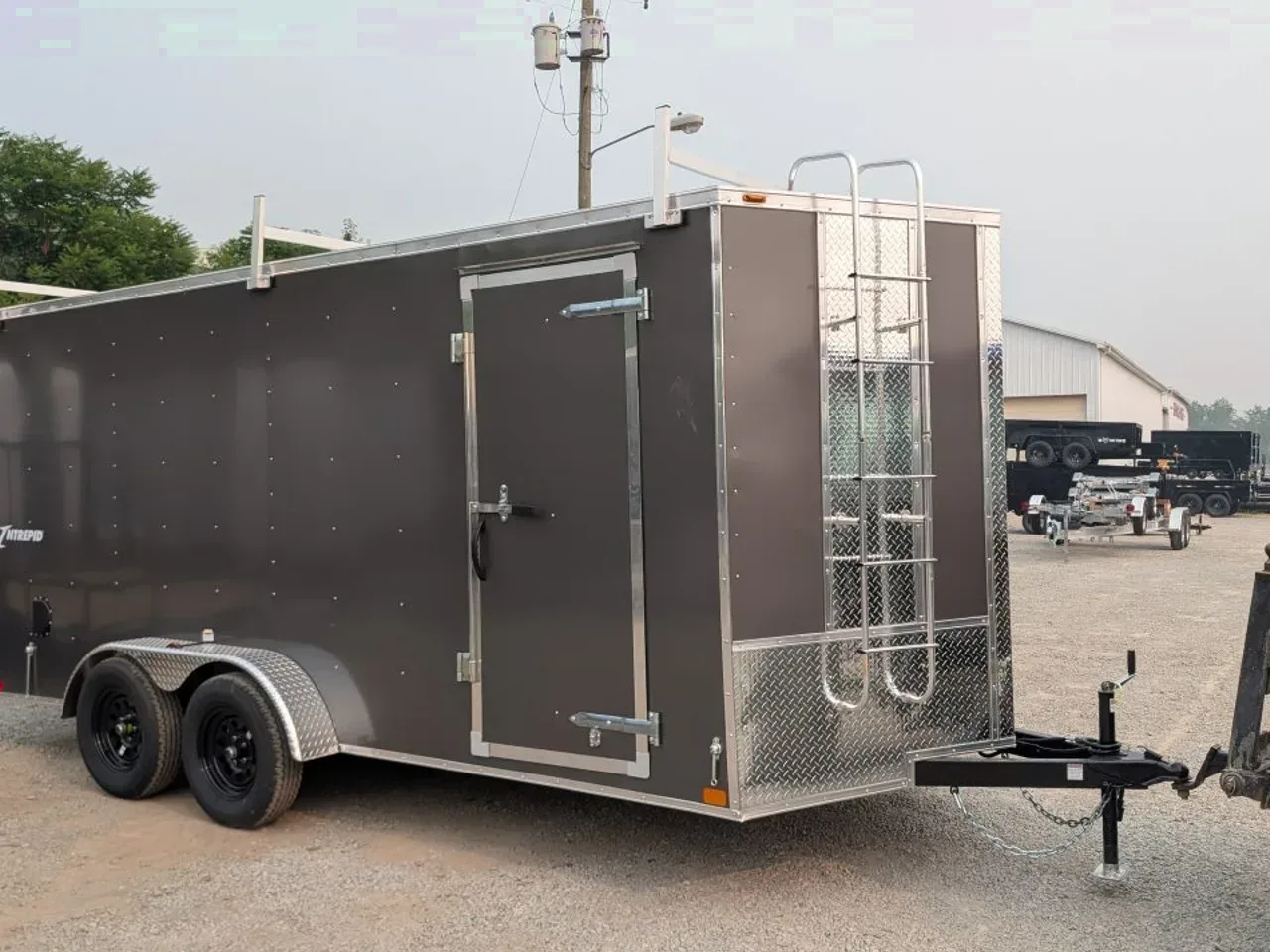 2027 Homesteader 7x16 Intrepid V-Nose Contractor Cargo Trailer w/ Barn Doors & Ladder Racks