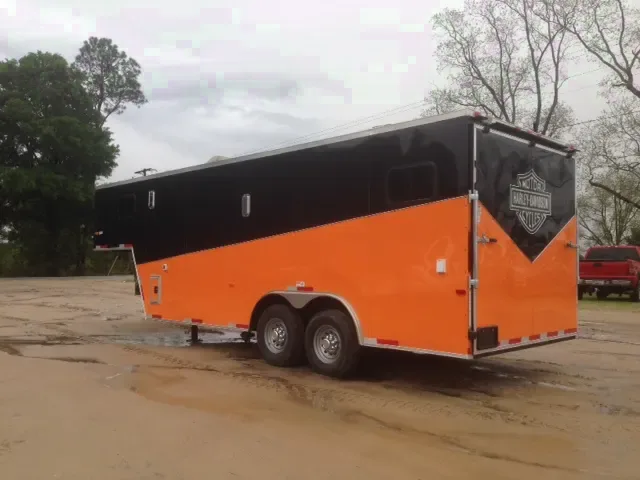 28ft Cargo Trailer – Ramp, Side Door, V-nose, Harley Colors