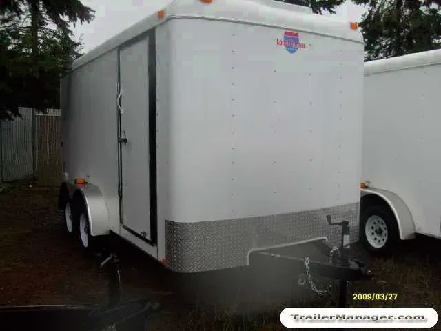 WHITE 14FT FLAT FRONT CARGO TRAILER W/RAMP DOOR