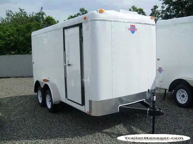 14ft Tandem Axle White Cargo Trailer w/Ramp