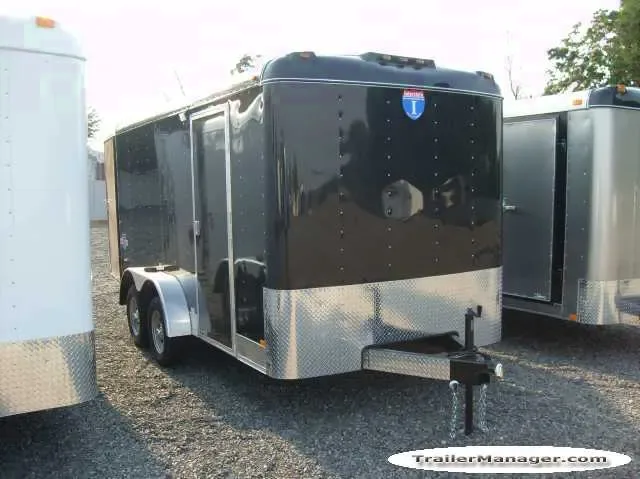7 x 14 Tandem Axle Black Cargo  With Double Door