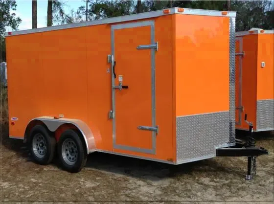 16ft Orange Semi-Screwless Exterior Aluminum Cargo Tr