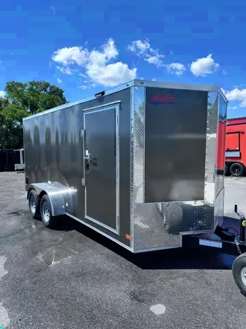 7x16 Grey Enclosed Cargo Trailer